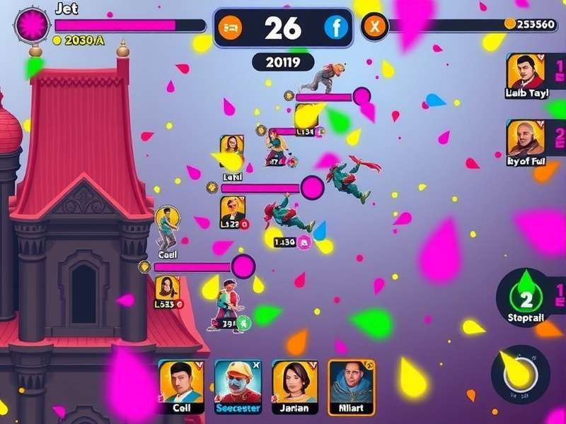 Holi Exuberance Dominator gameplay screenshot showing colorful festival elements